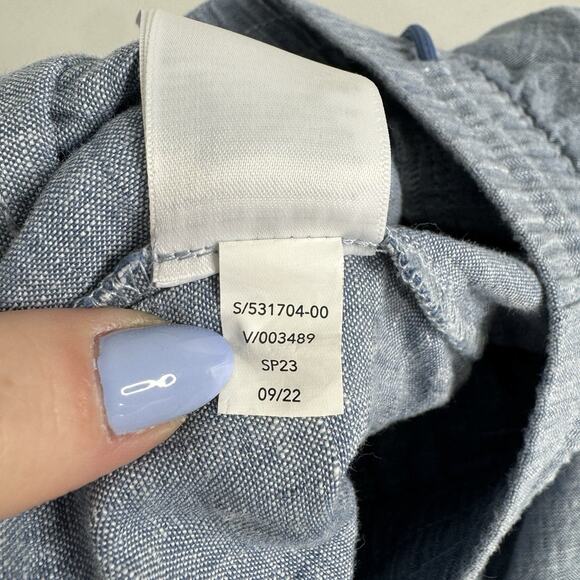 Athleta Retreat Linen Pants Womens 12 Petite Blue Jogger Beach Coastal Travel - Picture 13 of 13